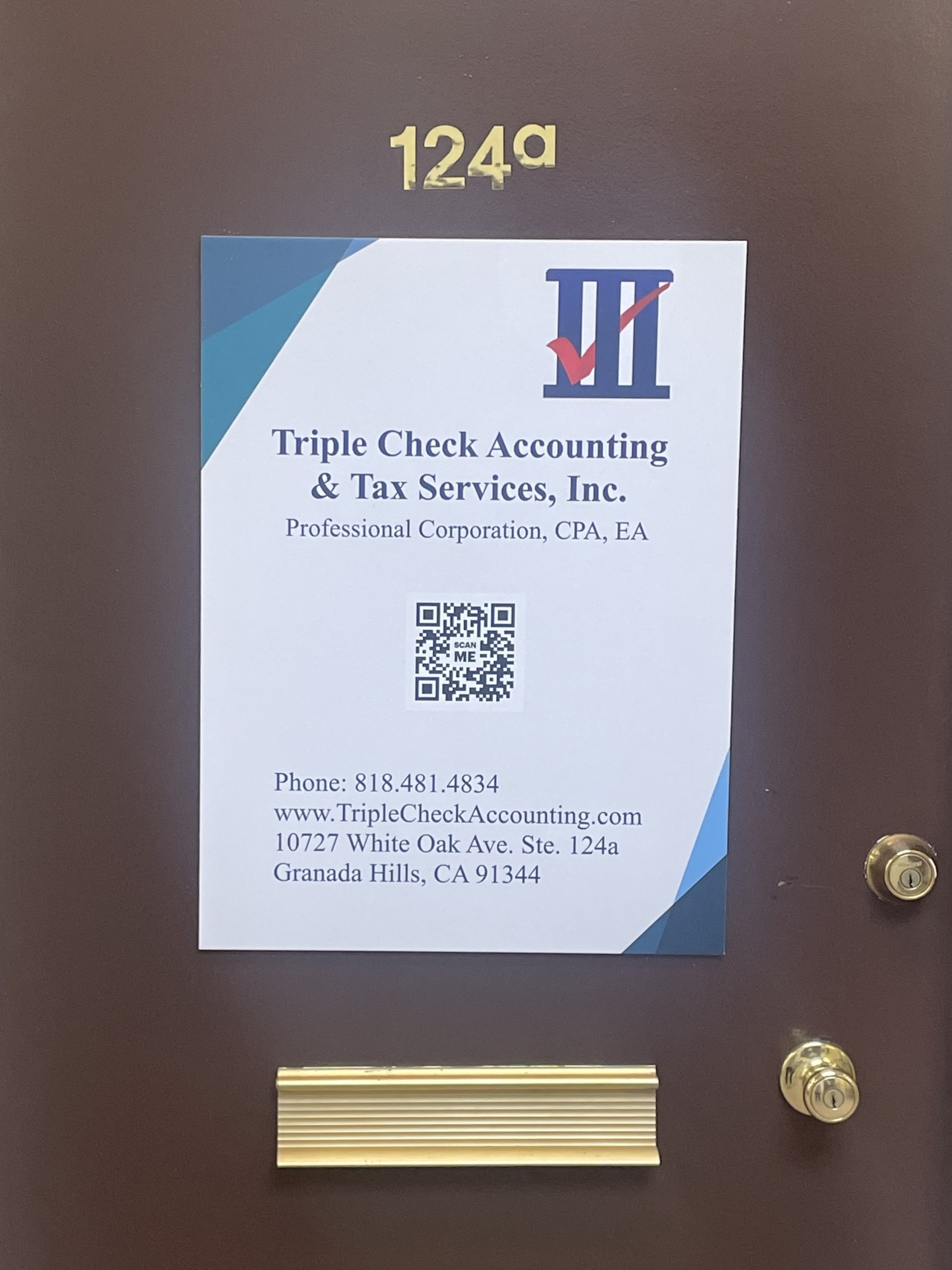 Triple Check Accounting office door