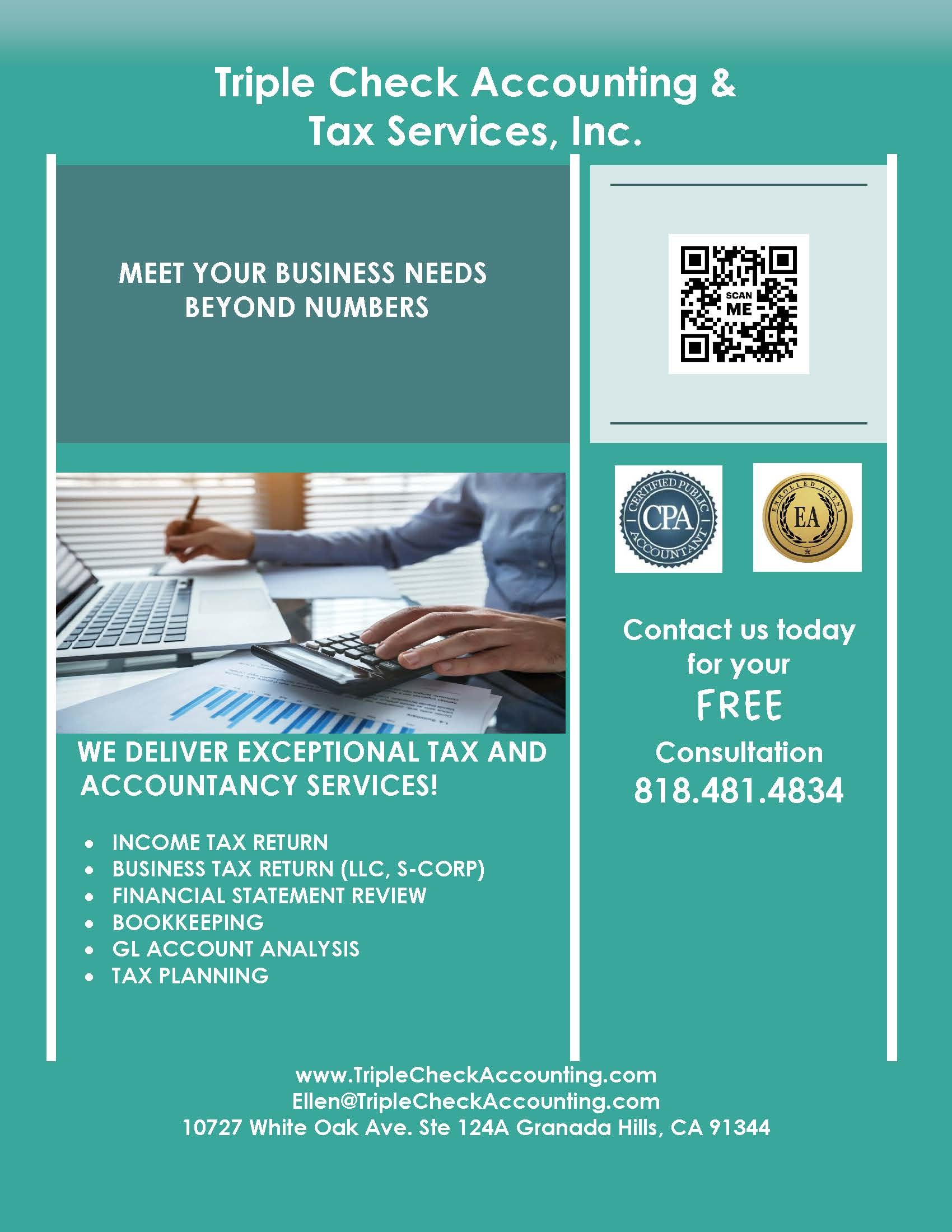 Triple Check Accounting marketing flyer