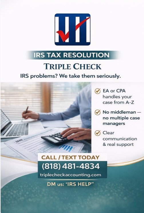 IRS Tax Resolution flyer — Triple Check Accounting