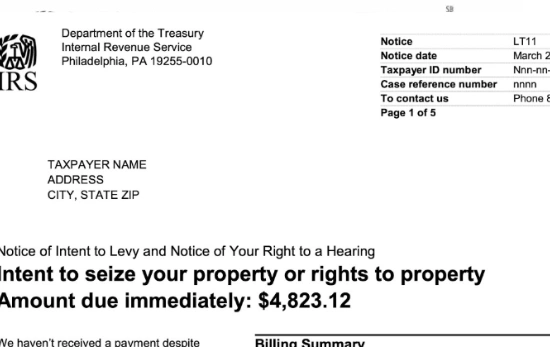 IRS Notice of Intent to Levy
